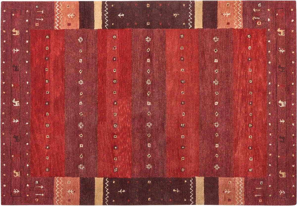 SINANLI - Modern vloerkleed - Donkerrood - 160 x 230 cm - Wol