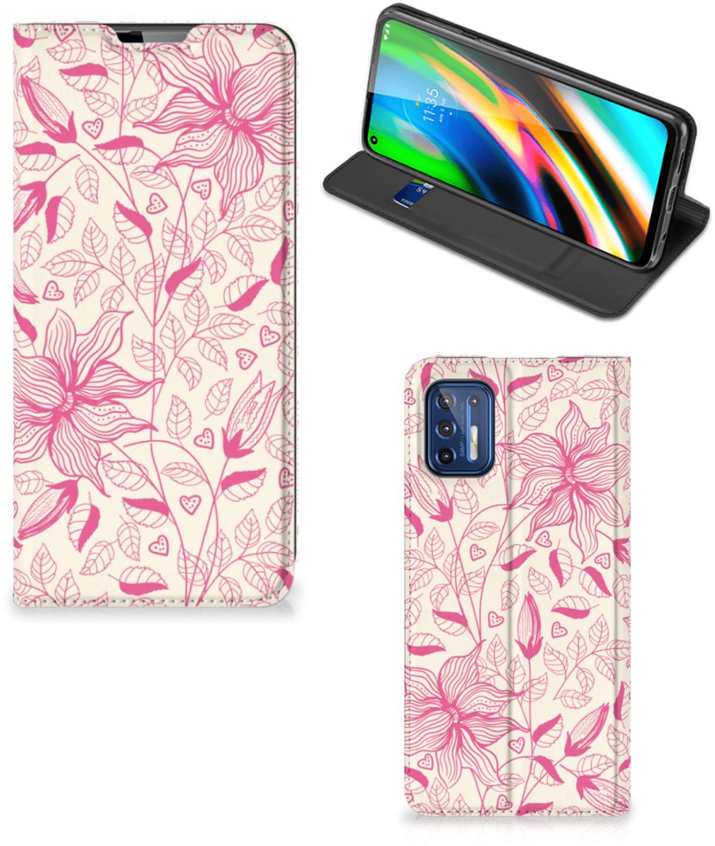 Motorola Moto G9 Plus Smart Cover Pink Flowers