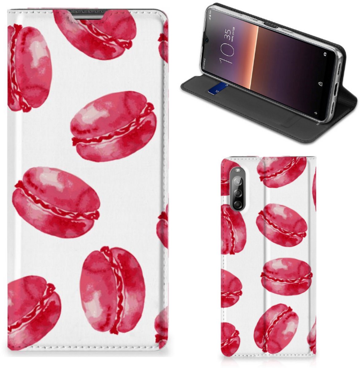 Sony Xperia L4 Flip Style Cover Pink Macarons