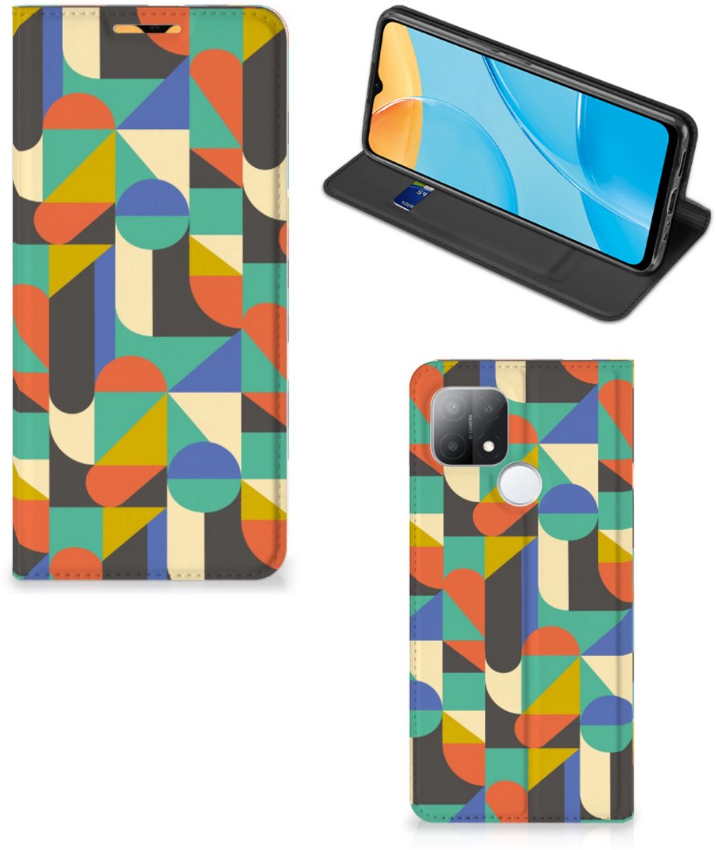 Book Case voor OPPO A15 Hoesje met Magneet Funky Retro