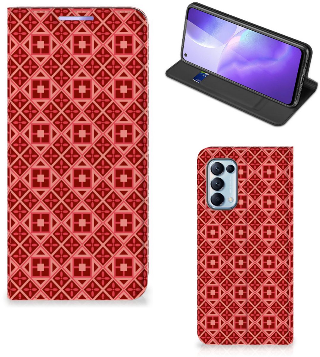 OPPO Find X3 Lite Hoesje met Magneet Batik Rood