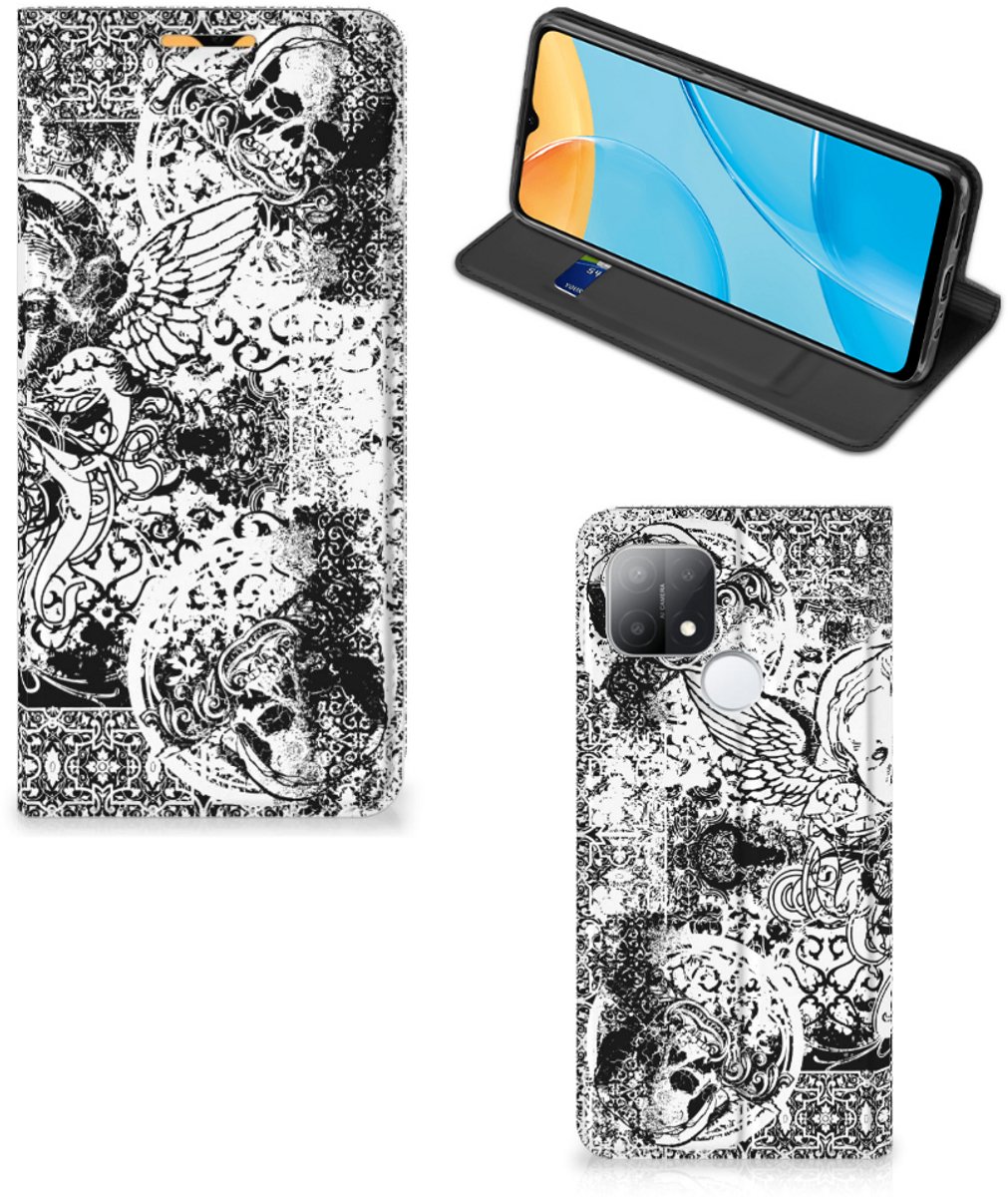 Mobiel BookCase OPPO A15 Skulls Angel