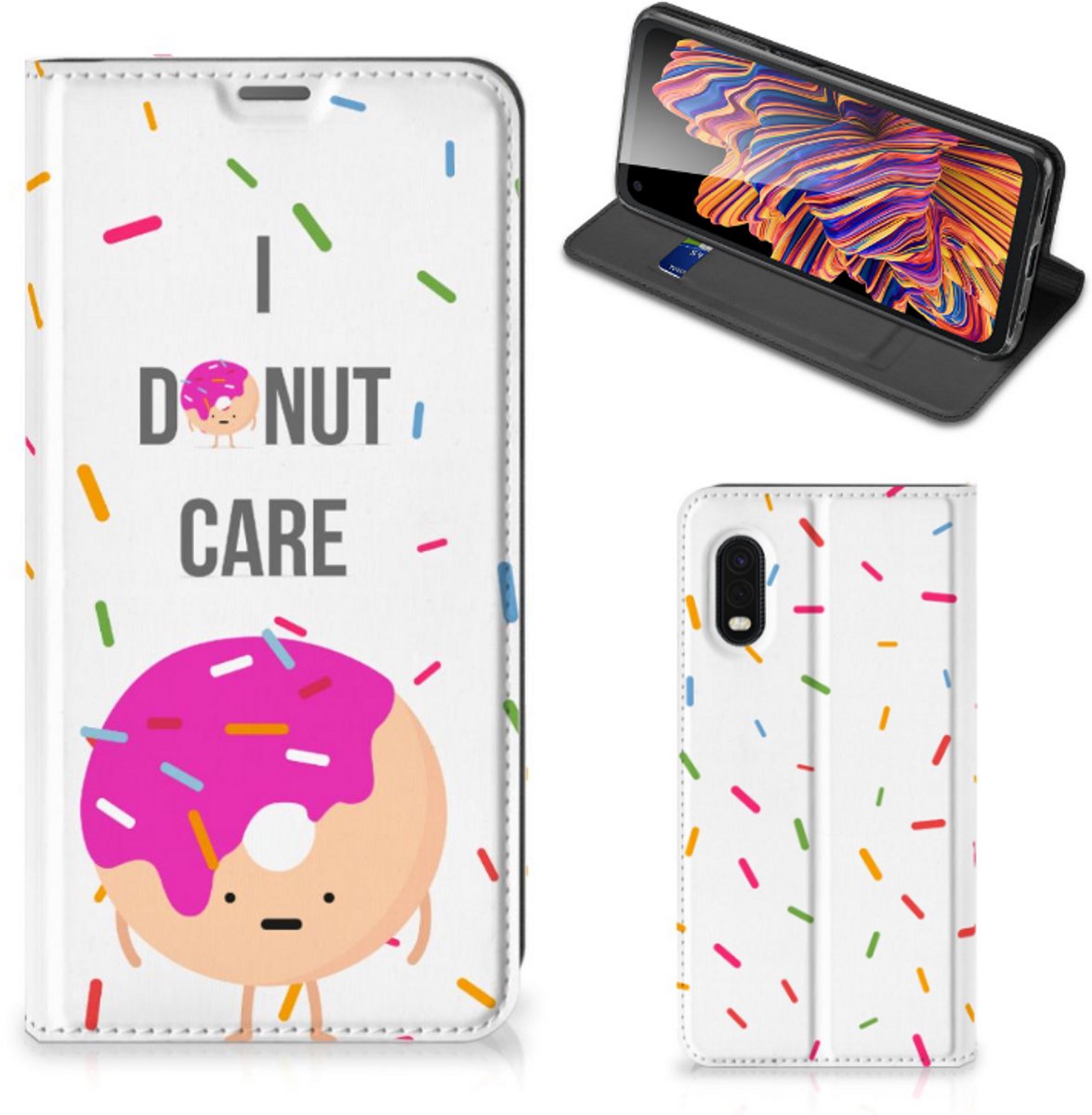 Samsung Xcover Pro Flip Style Cover Donut Roze