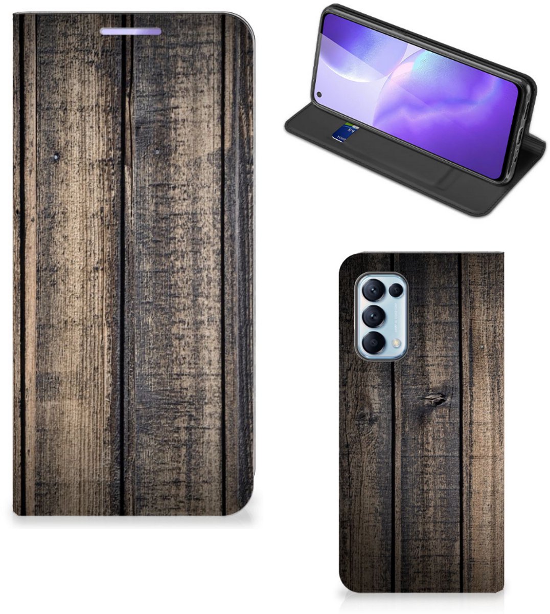 OPPO Find X3 Lite Book Wallet Case Steigerhout