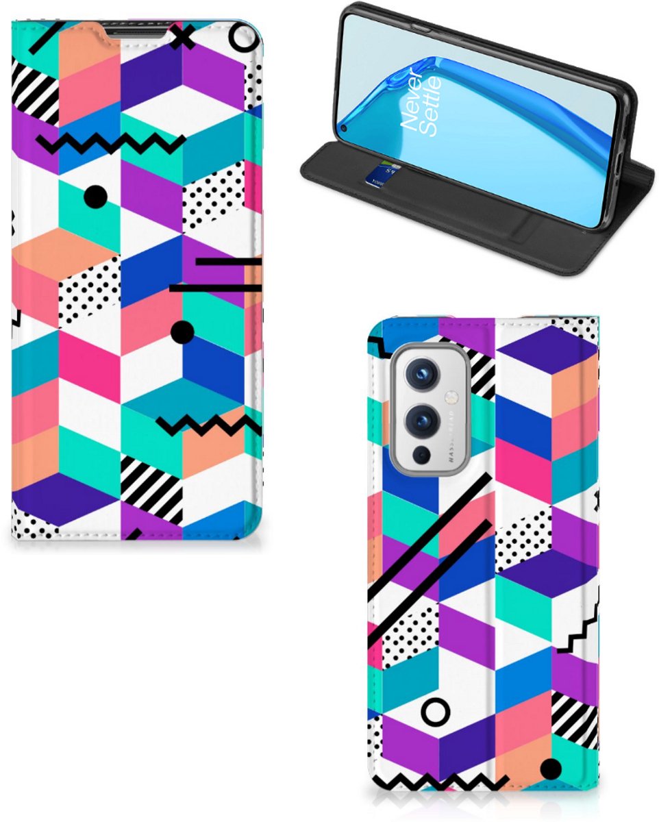 OnePlus 9 Stand Case Blokken Kleurrijk