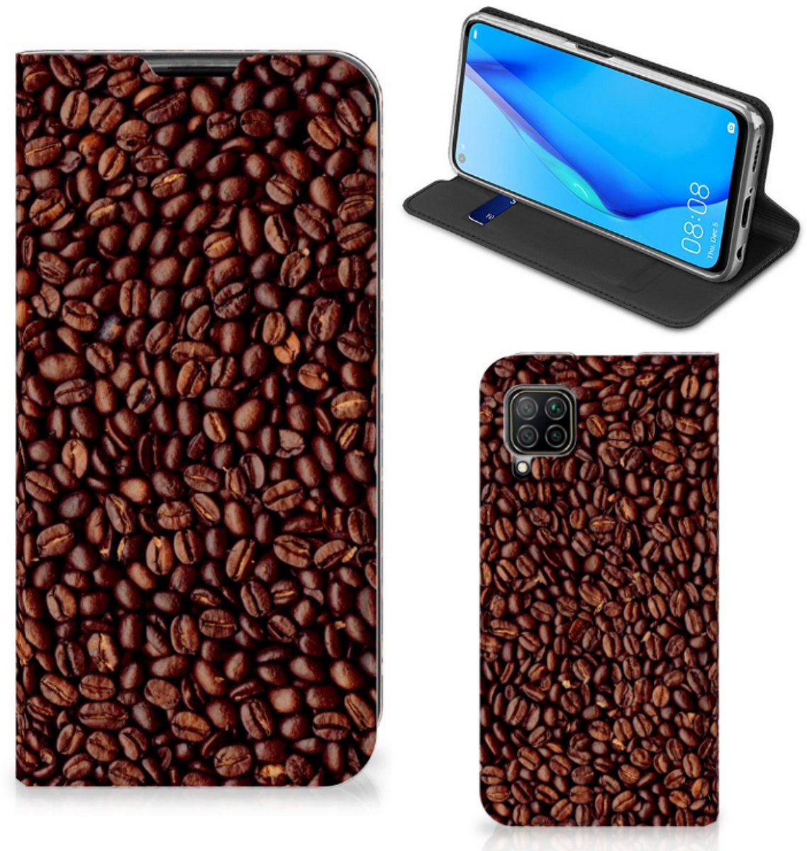 Huawei P40 Lite Flip Style Cover Koffiebonen