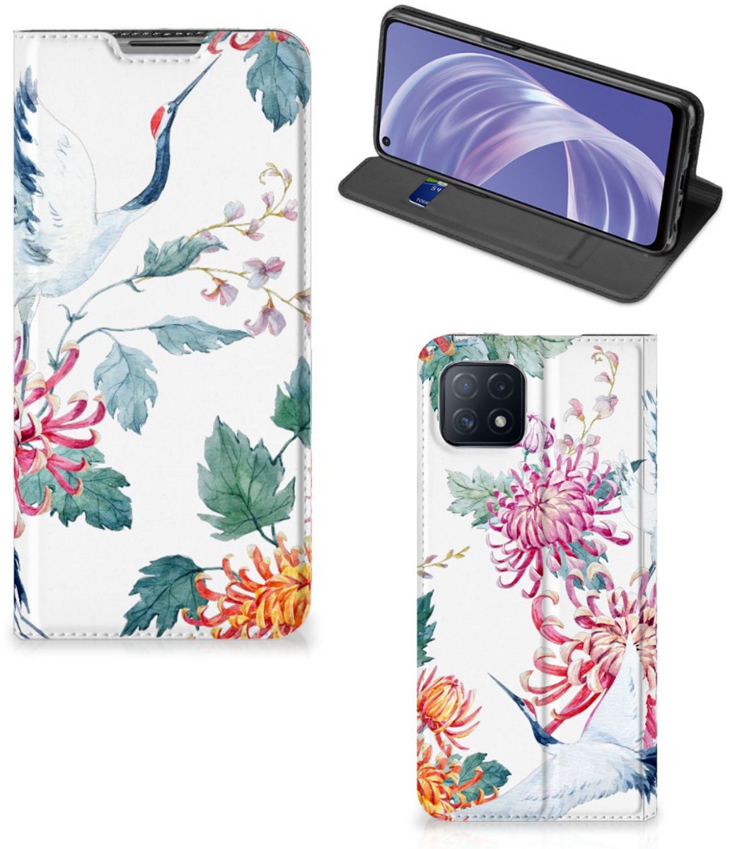 Standcase Hoesje voor OPPO A73 5G Hoesje maken Bird Flowers