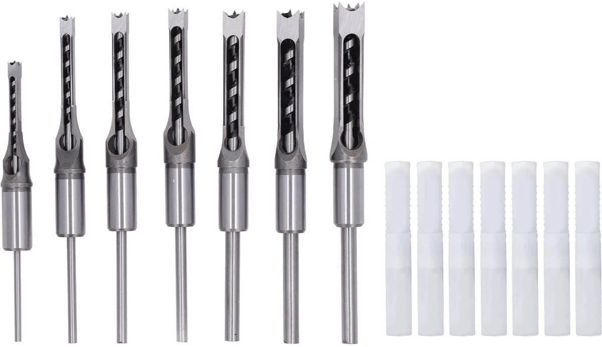 Set van 7 Vierkante Boorbitsets voor Houtbewerking - HSS, Diverse Maten