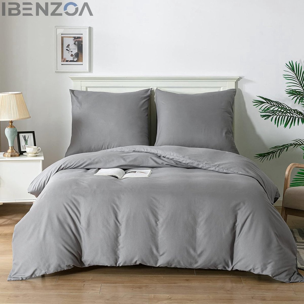 Ibenzoa Dekbedovertrek Set - Grijs - 200 x 200 cm - Polyester