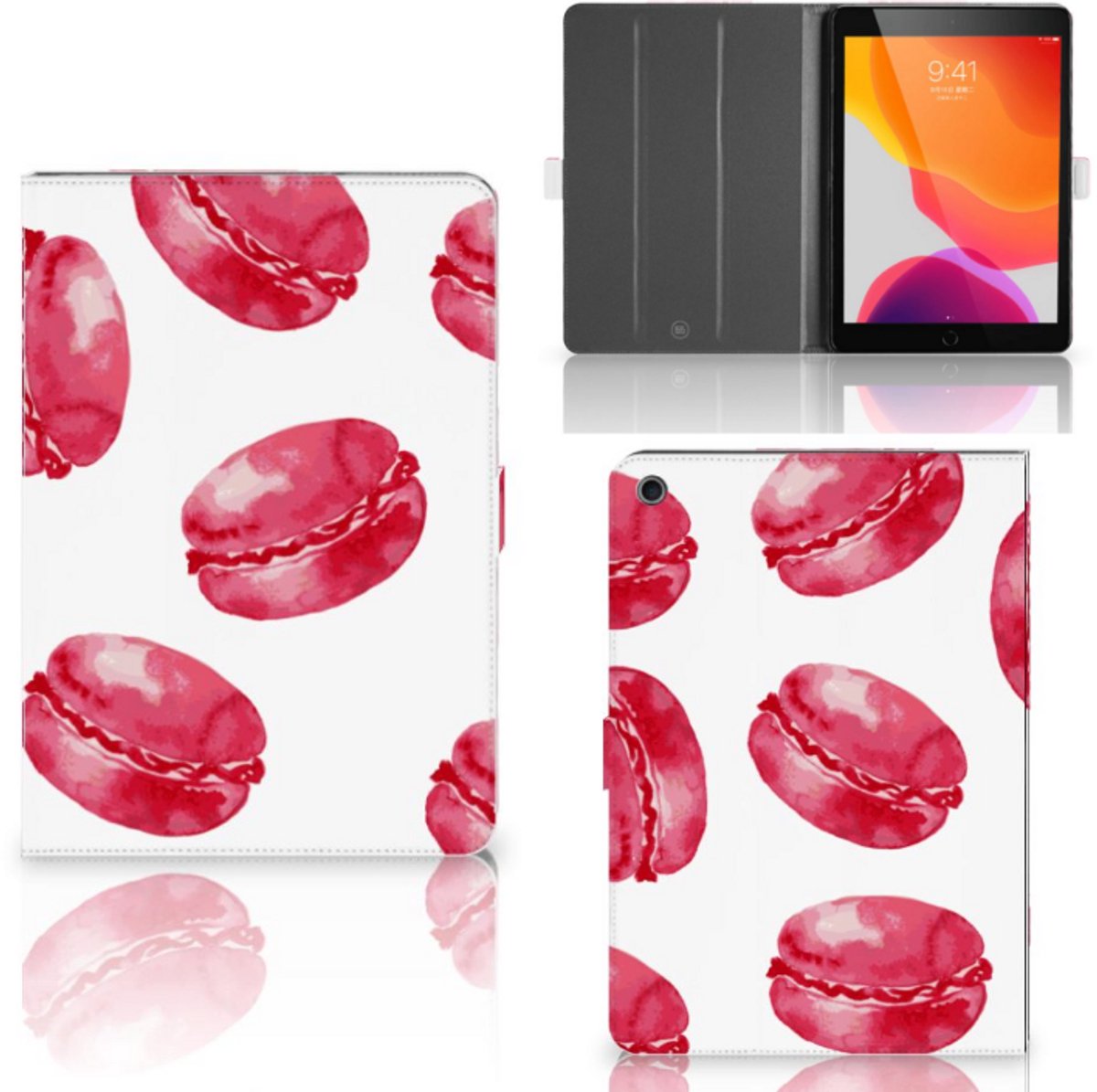 iPad 10.2 2019 | iPad 10.2 2020 | 10.2 2021 Tablet Stand Case Pink Macarons