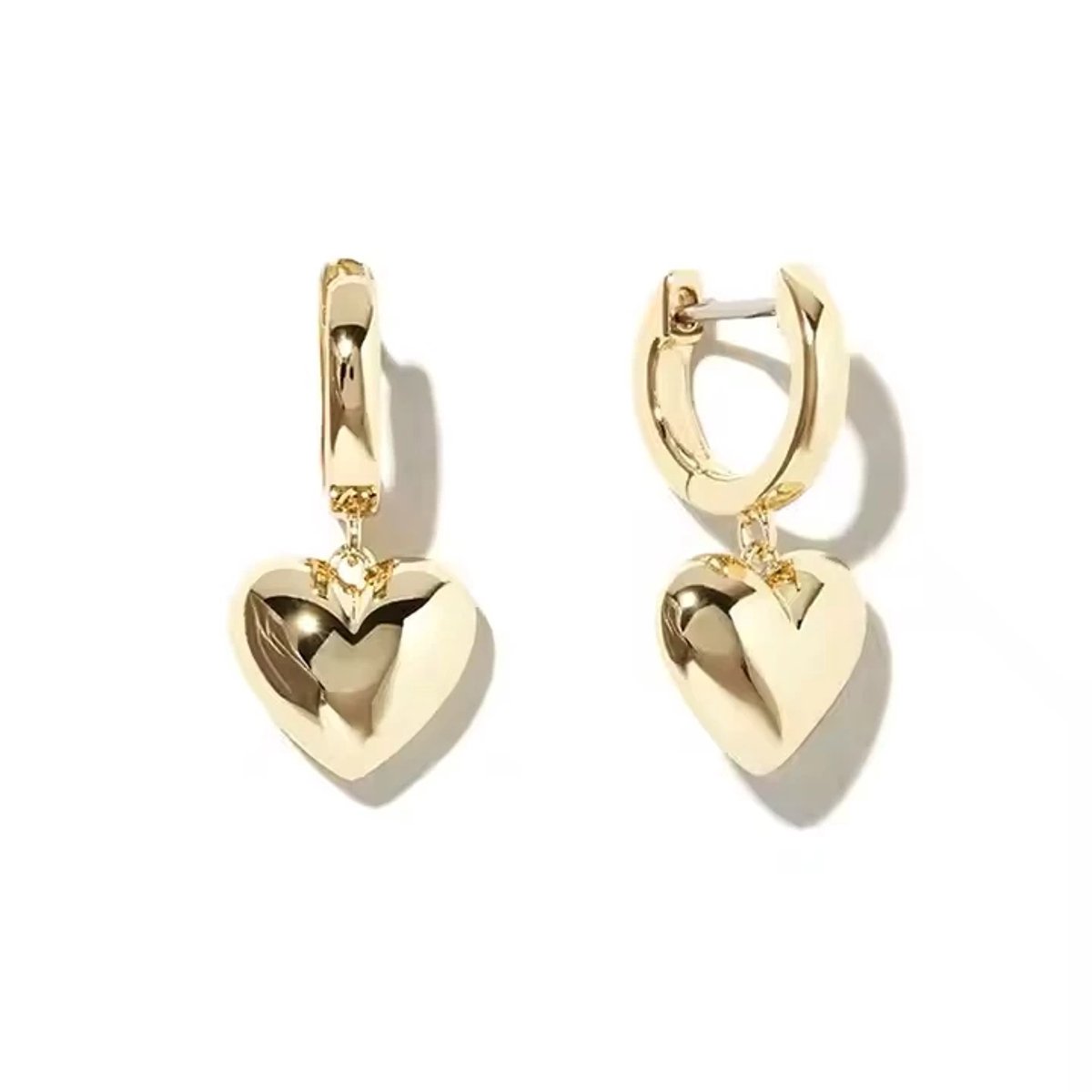 Oorbellen hart/14 karaat goldplated/2.4cm