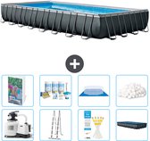 Intex Rechthoekig Ultra XTR Frame Zwembad - 975 x 488 x132 cm - Inclusief Pomp - Ladder - Grondzeil - Afdekzeil - Onderhoudspakket - Filterbollen - 9-delig