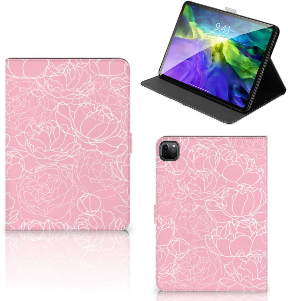 iPad Pro 11 2020/2021/2022 Tablet Cover White Flowers