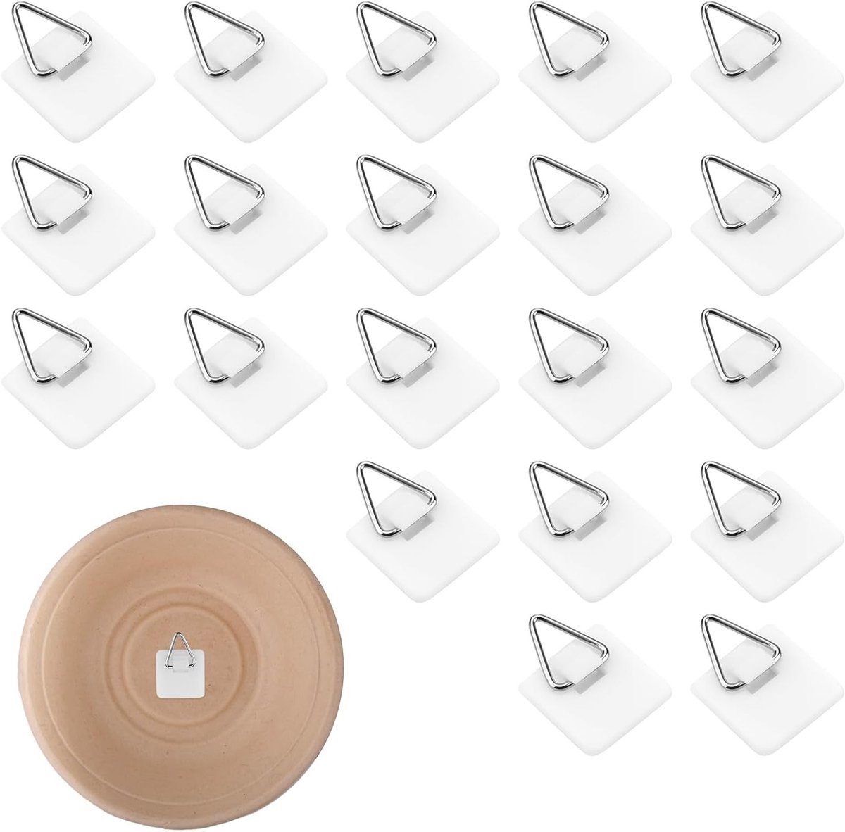 Set van 20 zelfklevende haakjes voor foto's, gegalvaniseerd metaal, roestvrij en slijtvast, perfect voor gladde oppervlakken, ideaal voor het ophangen van decoraties en accessoires