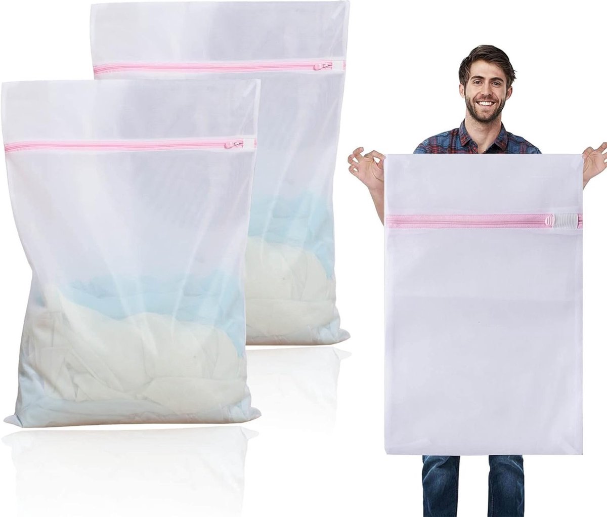 Grote Waszakken 60 x 90 cm voor de Wasmachine, Ideaal voor Kleding, Handdoeken en Dekbedden