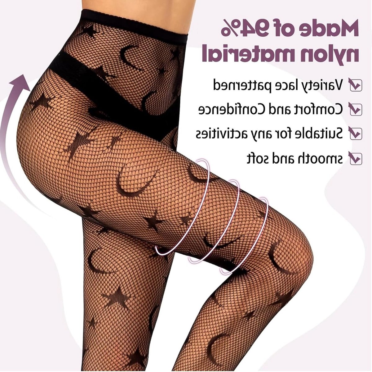 3 Paar Dames Visnet Panty’s met Diverse Patronen voor Halloween Kostuums en Sexy Outfits