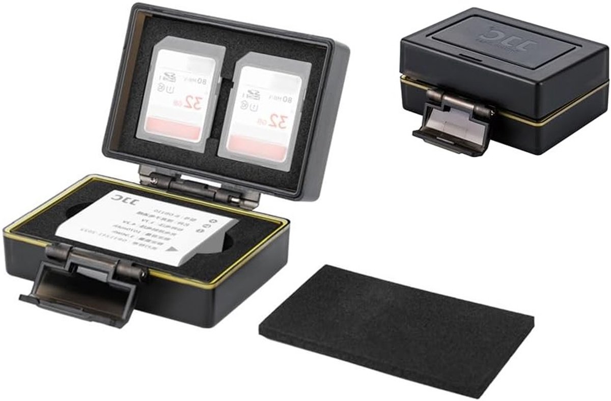 Multifunctionele Camera Accu- en SD Kaart Case voor Ricoh en Olympus - Geschikt voor 1 Accu en 2 SD Kaarten, Ideaal voor Reisfotografie en Bescherming