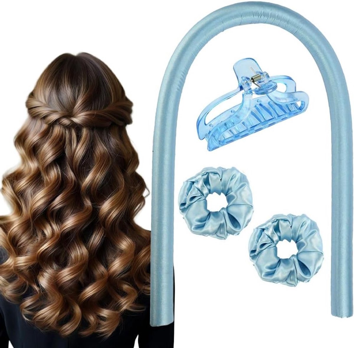 DIY Krulband voor Hittevrije Krullen, Zijden Ribbons, Haarrollers, Zacht Hoofdband voor Wavy Haar en Haarstyling zonder Hitte