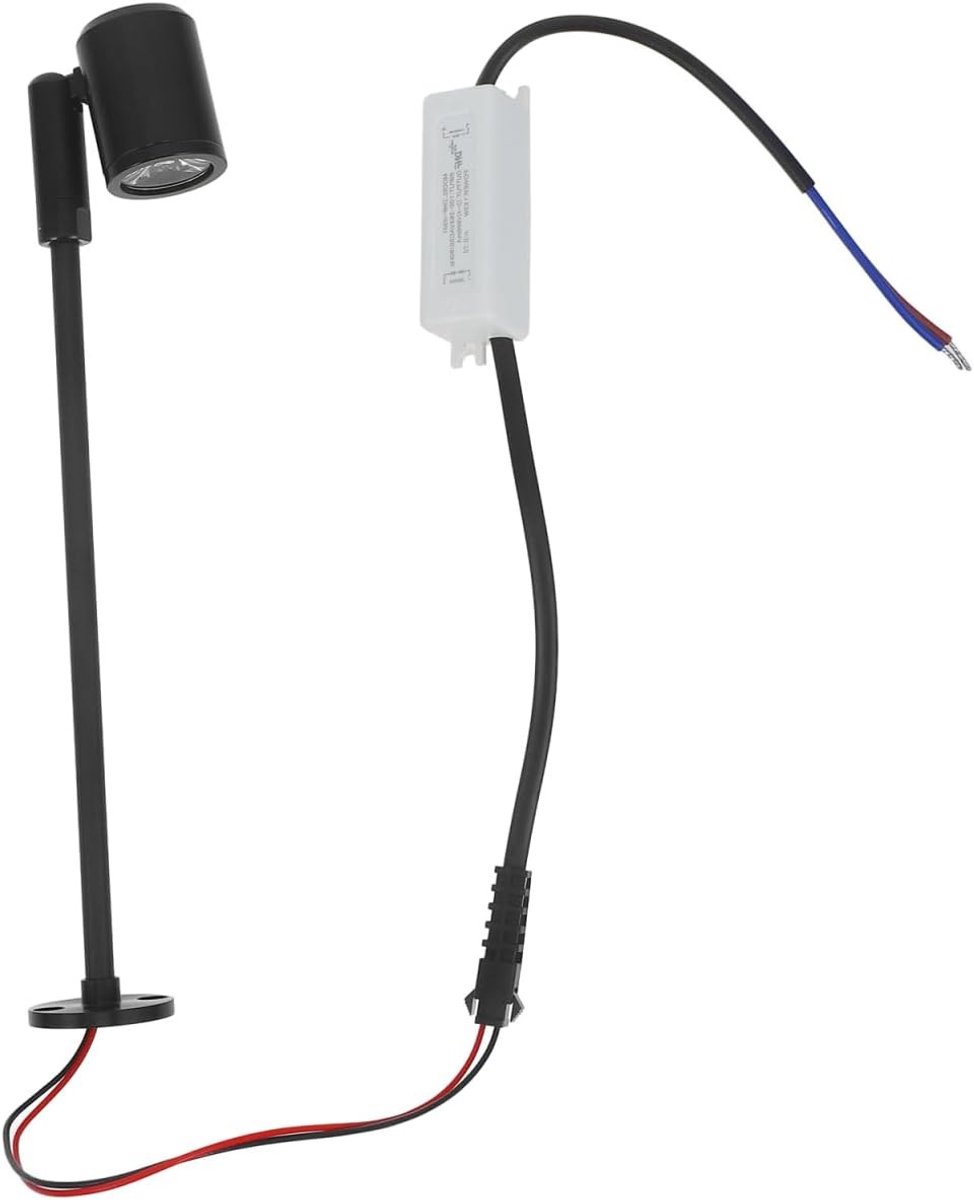 21.5 cm LED Sieraden Display Koffer met Verstelbare Mini Spotlight, Aluminium Natuurlijke Verlichting 4000-4200 K, Zwart, 3 W voor Etalages en Kasten