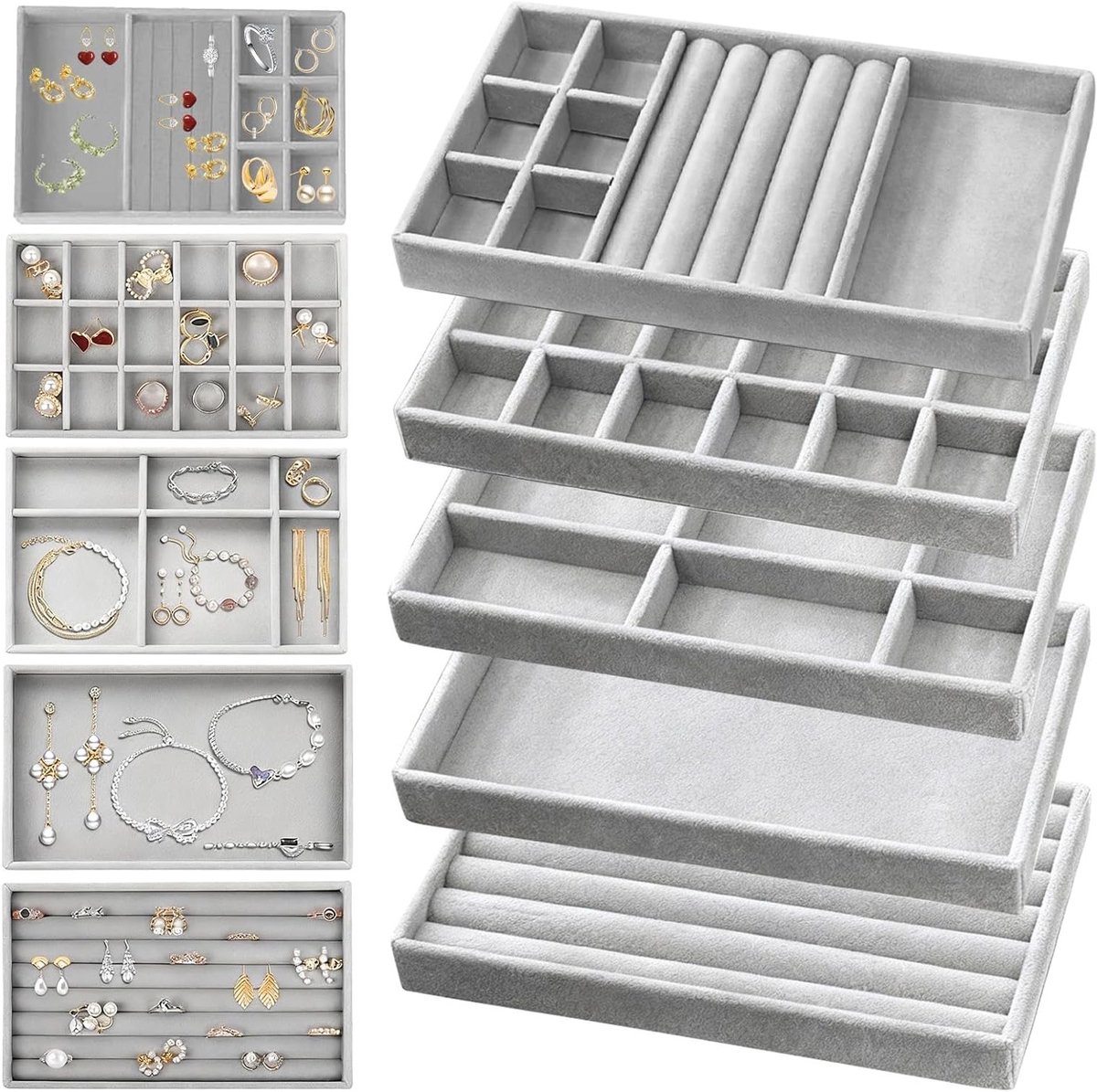 Sieradenopbergdozen, Stofdichte Organizer voor Sieraden, Perfect voor Slaapkamer en Kantoor, Ideaal voor Sieradenliefhebbers en Organisatie Experts