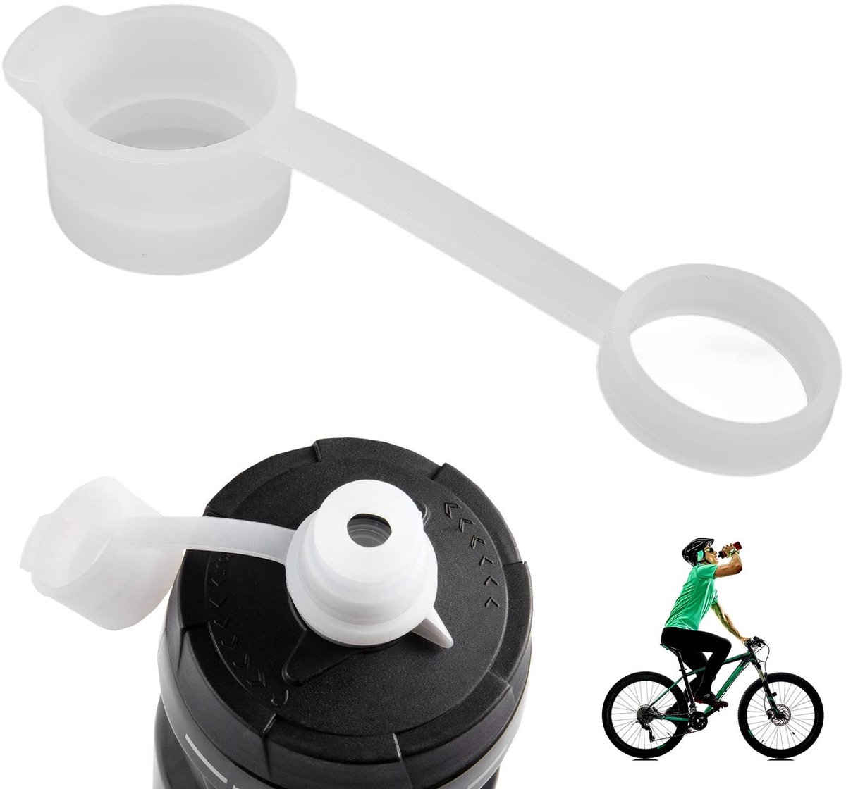 Dailygoody - Modderdoppen - Herbruikbare siliconen doppen - 20 mm - Transparant - Vervangende doppen - Waterflesaccessoires - Geschikt voor Peak Fitne..