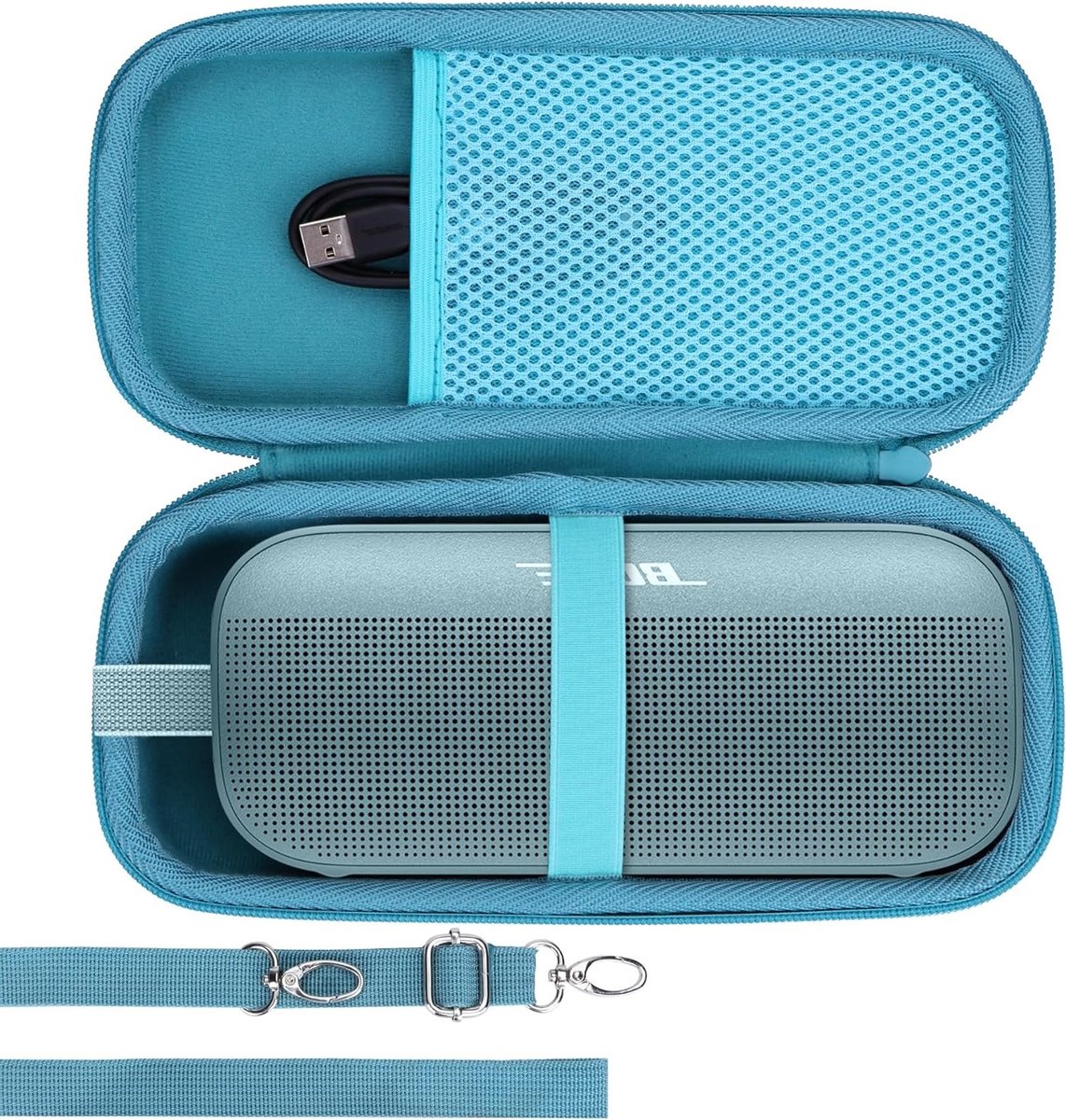 Duurzame Hard Case voor Bose SoundLink Flex 2e Generatie - Beschermhoes voor Draagbare Speaker in Stone Blue met Schokbestendige Bescherming