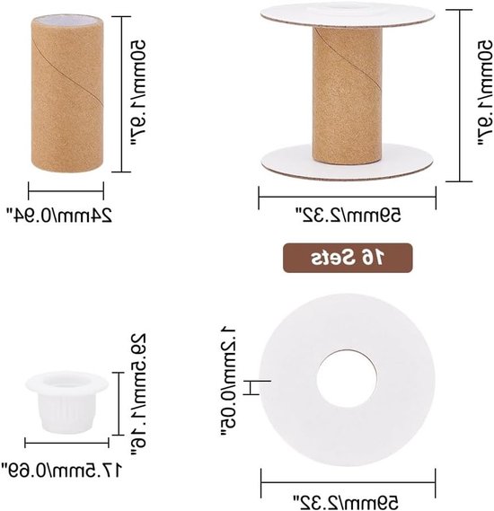 16 Sets Lege Papieren Draadspoelen voor Weven, Afneembare Draadhouder voor Borduurwerk en DIY Creatieve Projecten, 50mm/1.97 — afbeelding 5