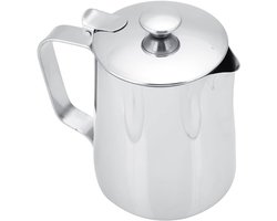 Koffiemok van RVS met Deksel voor Melkopschuim en Latte Kunst - Ideaal voor Kantoor en Keuken (350ml)