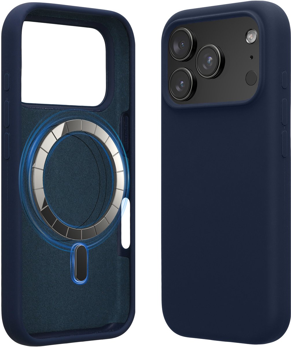 kwmobile telefoonhoesje geschikt voor Apple iPhone 17 Pro - Hoesje met magneet compatibel met MagSafe - Smartphone case in marineblauw