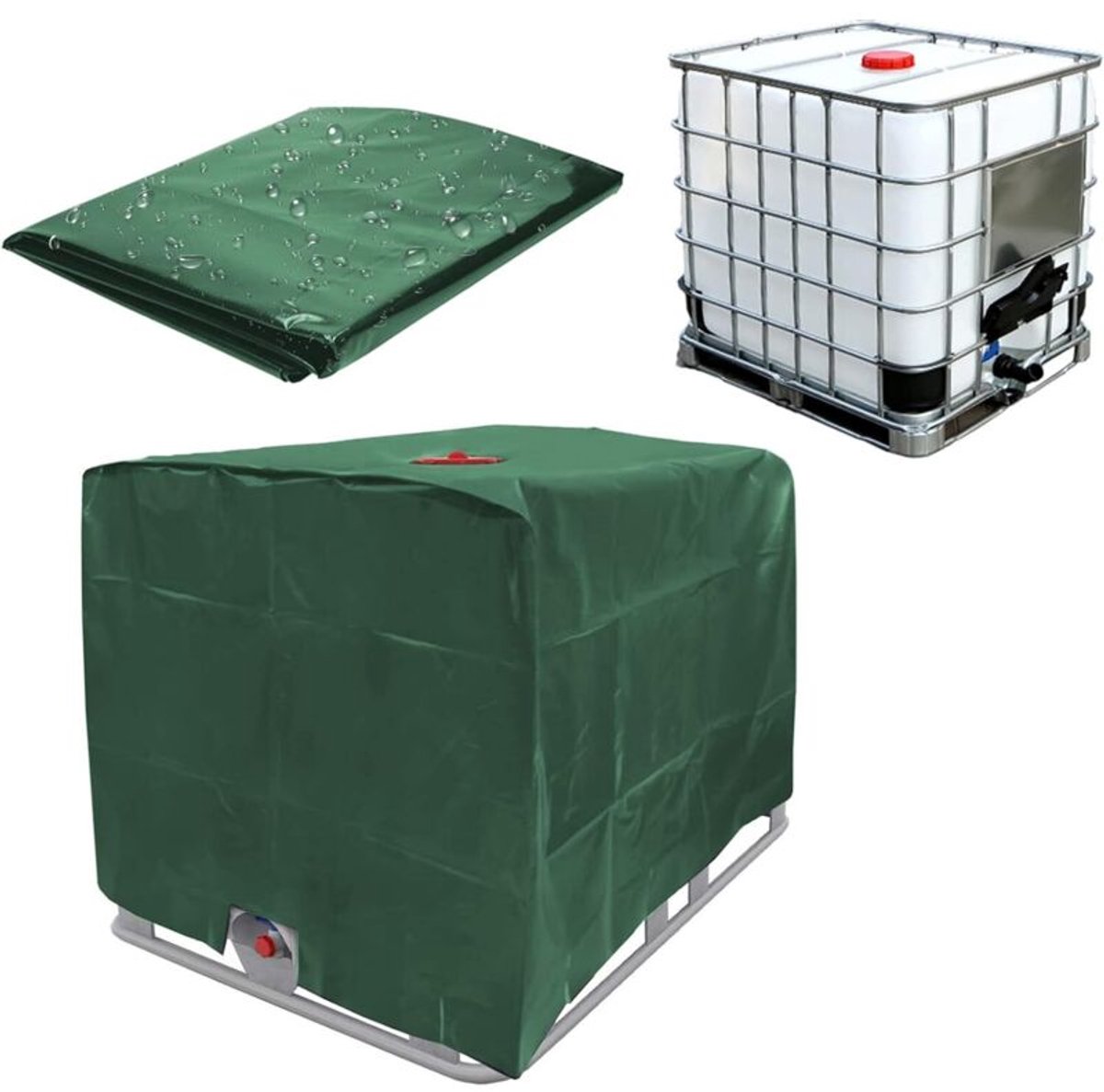 geschikt geschikt voor deksels van IBC-toncontainers – geschikt geschikt voor watertanks van 1000 liter – geschikt geschikt voor IBC-toncontainers – Groen, 120 × 100 × 116