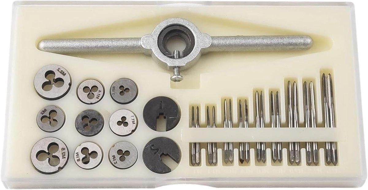 31-delige HSS metrische tapset voor eenvoudig schroefdraad maken in krappe ruimtes, inclusief gereedschap en accessoires