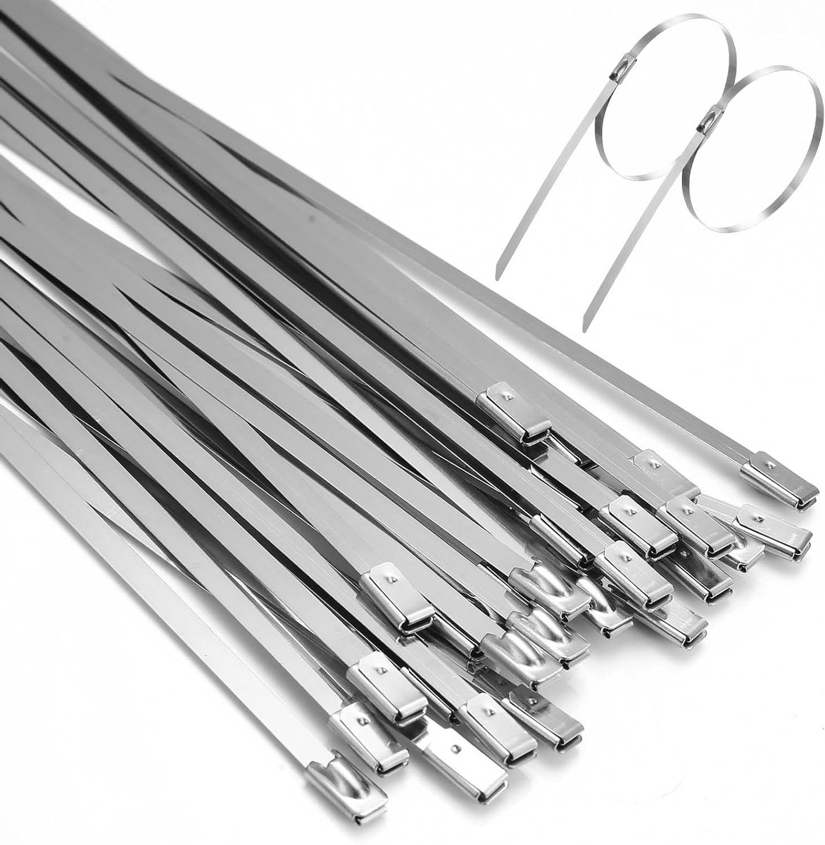 100 Stuks RVS Kabelbinders 4.6x300mm, Sterke Zipper Ties voor Binnen en Buiten, Ideaal voor Kabelbeheer en Bevestigen