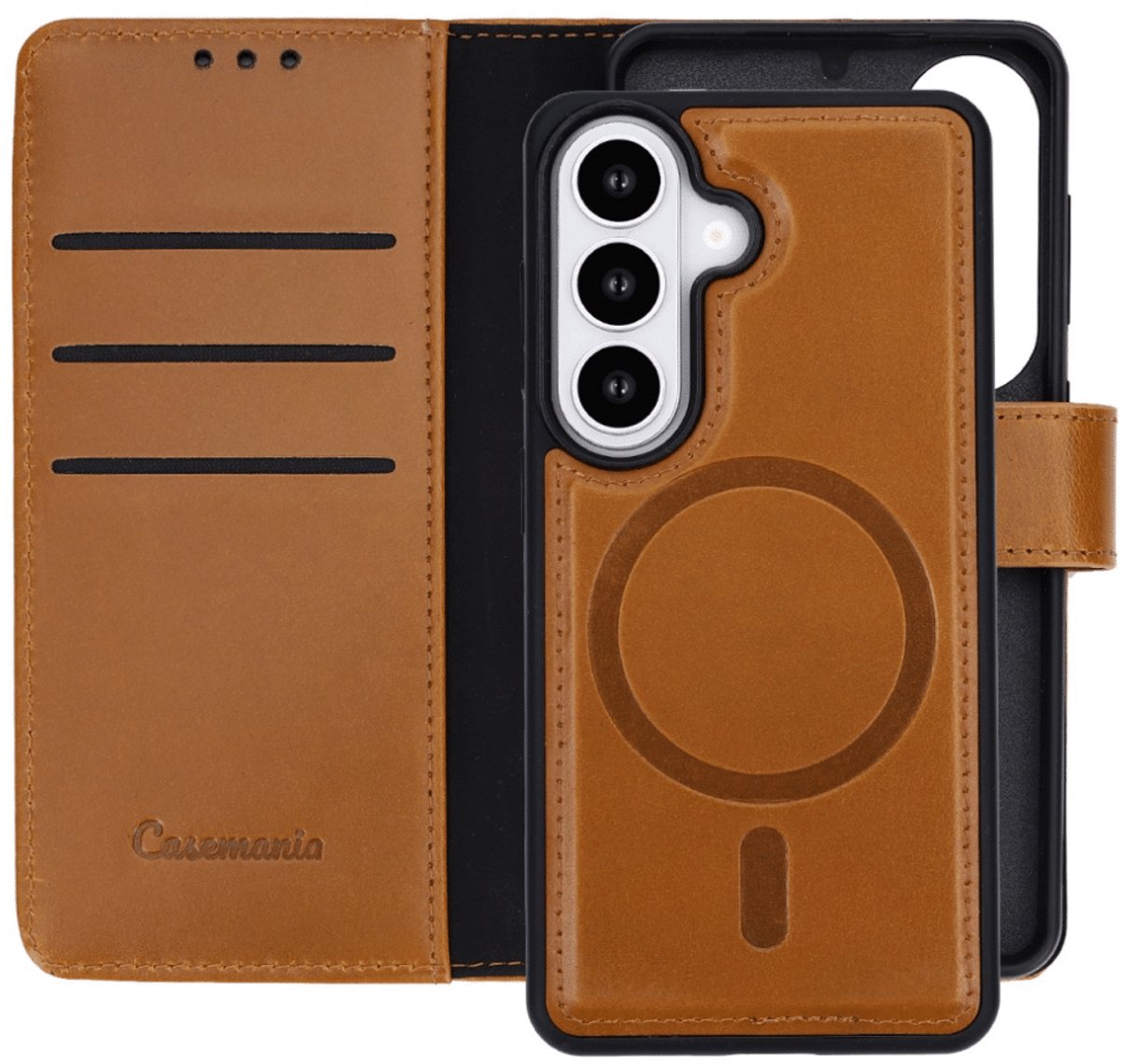 Casemania - 2 in 1 Real Leather geschikt voor Samsung A57 - Licht Bruin