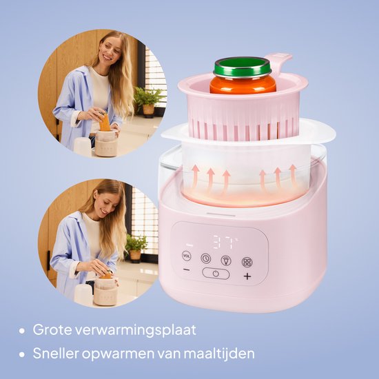 Lionelo ThermUP 4.0 Flessenwarmer - Met Unieke Uitneembare Container - 400W Snel Opwarmen - 6 Functies incl. Steriliseren & Ontdooien - Nachtlampje met 3 Standen - Touchscreen - Temperatuurregeling 25-100°C - Veilig & Hygiënisch Design van LIONELO — afbeelding 4