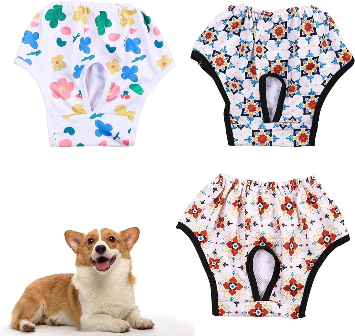 Zachte en Comfortabele Hondenbroekjes, Herbruikbare Menstruatiebroekjes voor Honden, Elastische Band, 3 Stuks, Ideaal voor Drachtige of In Heat Honden