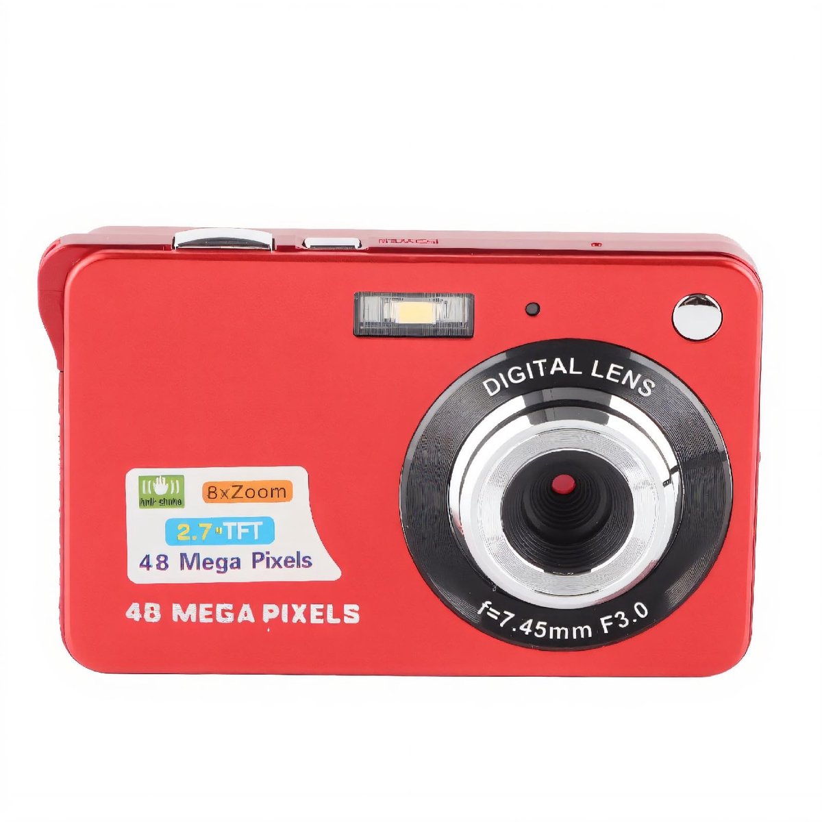 Dailygoody - 4K Digitale Camera - Fotocamera met 48MP - Anti-shake en 8x Zoom - Rood - Vlogcamera met LCD-scherm - Geschikt voor alle gelegenheden