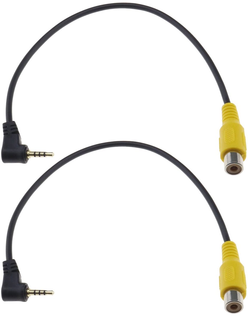 Dailygoody - 2 x stekker naar 2,5 mm RCA-aansluiting - Audio adapterkabel - 26 cm - Geschikt voor GPS - Verbinding met RCA-ingang