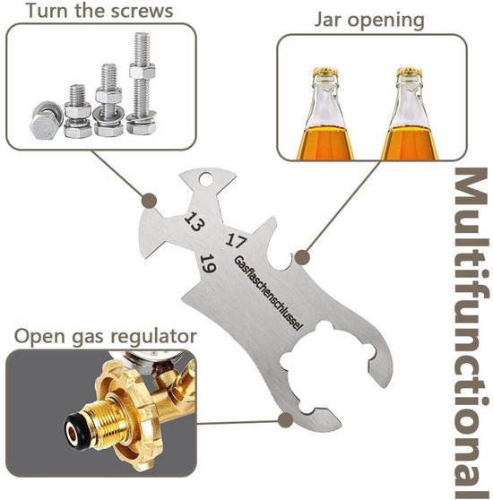 SolidChoice - Gasfles Sleutel - Multifunctioneel - Voor Camping en Barbecue - Ideaal voor 11 kg en 5 kg Gasflessen - Handig en Veilig van Merkloos — afbeelding 2