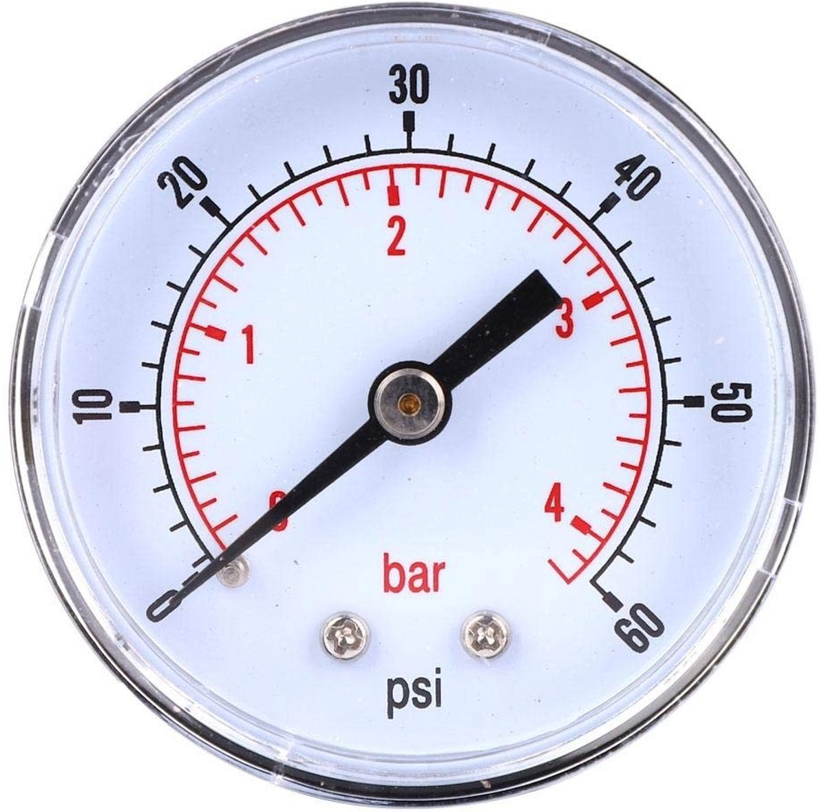 Dailygoody Manometer 50 mm wijzerplaat Nauwkeurige meting 1/8 aansluiting Geschikt voor lucht en water Duurzaam en corrosiebestendig