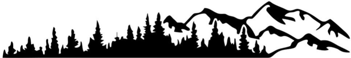 Allecto - Lichaamssticker - Zwarte PVC Autorandsticker - Uniek Berg en Boom Patroon - 100x17cm - Sterke Hechting - Universaal Toepasbaar - Carrosse...