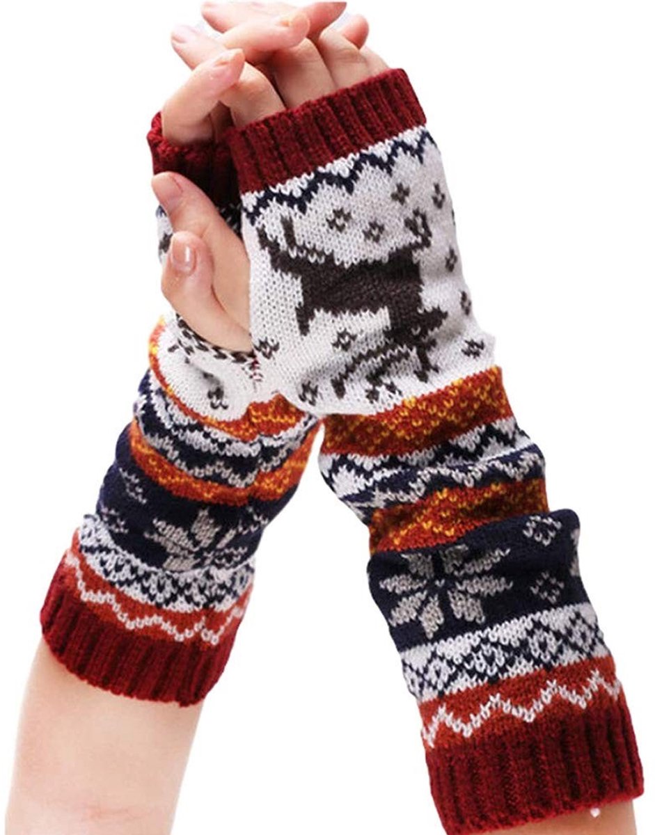 Dailygoods - Vingerloze handschoenen - Armwarmers - Warm gebreid - Kaki - Winterhandschoenen - Thermisch - Geschikt voor dames - 1 paar