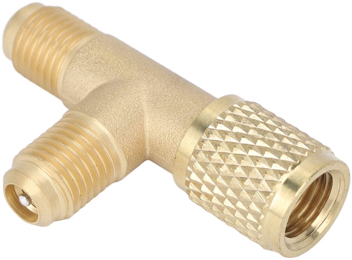 Dailygoody - T-Adapter voor Snelle Koppeling - Messing Vacuum Pomp Adapter - Geschikt voor R22 R12 R134 - Ideaal voor Koeling en Airconditioning - Ho