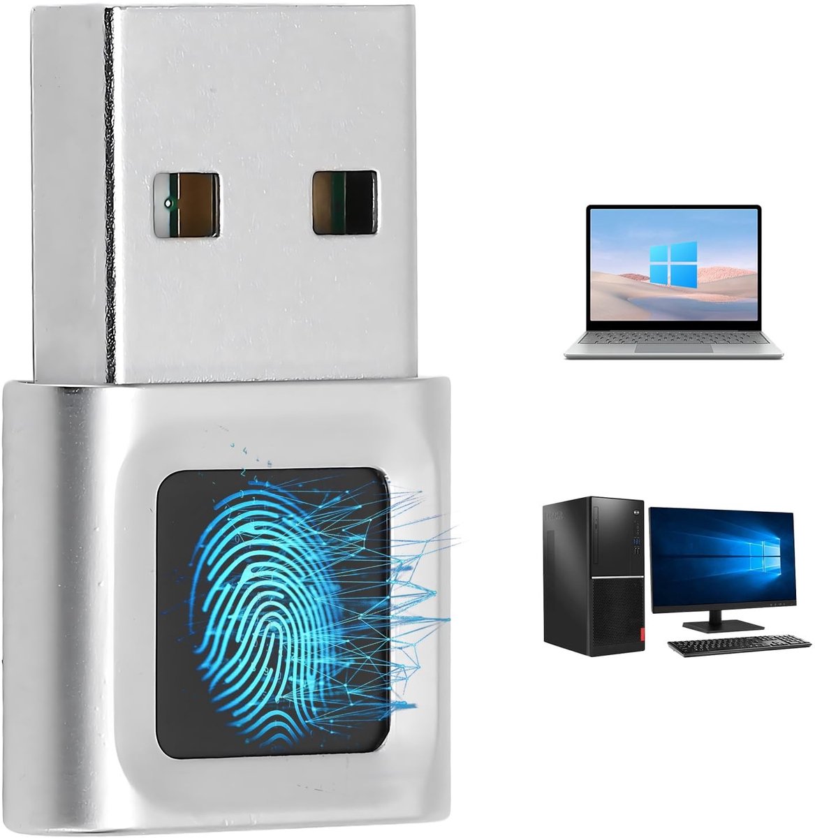 Dailygoody - USB Vingerafdruksensor - 360 Graden Aanraakherkenning - Compact en Lichtgewicht - Anti-spoofing Technologie - Ideaal voor Pc - Gebruiksge