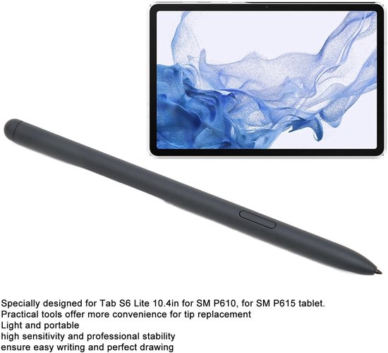 Dailygoody - Pen voor Tab S6 Lite - Stylus Vervanging - Inclusief Reserve Tips - Zwart - Geschikt voor SM P610 en SM P615 - Perfect voor Creativiteit ... — afbeelding 3