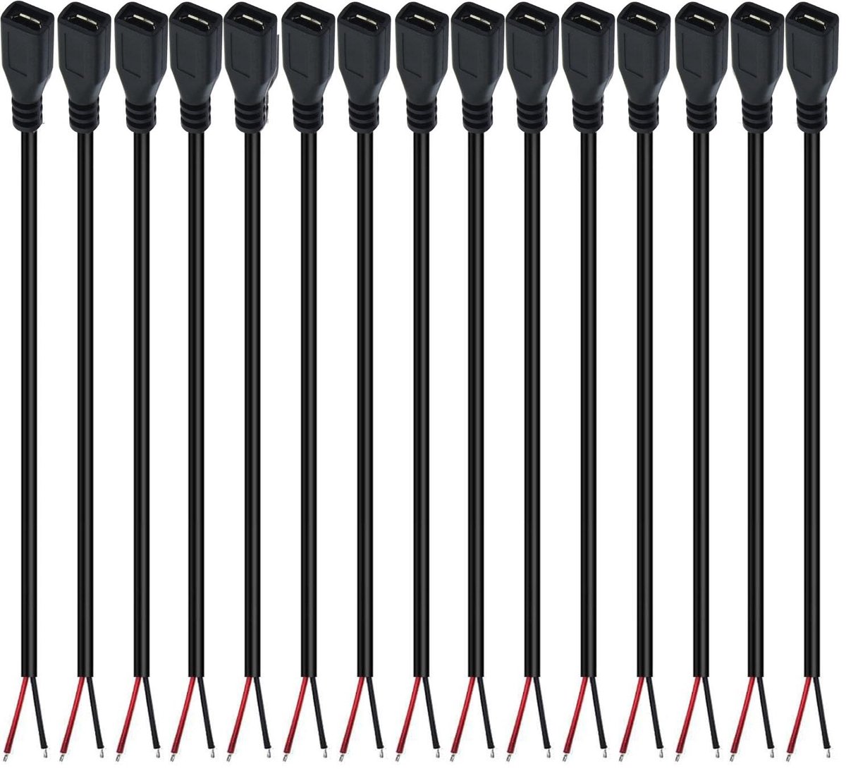 Dailygoody - 15 Pcs Micro USB Pigtail Kabel 22AWG 3A - Voor DIY Verbindingen