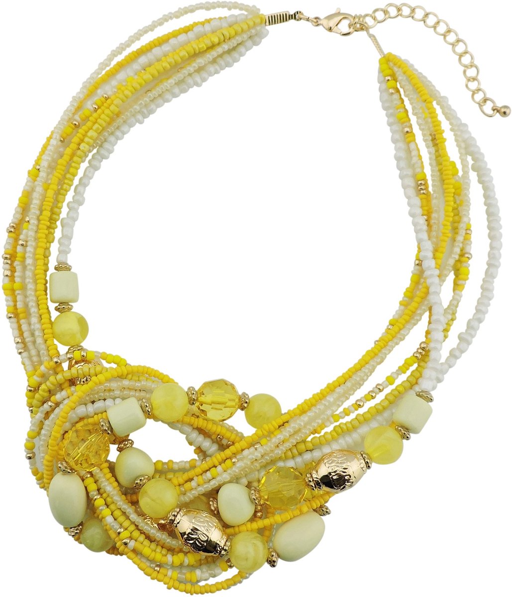 Dailygoody - Bocar Zaad Kralen Meerlagige Verklaring Kraag Ketting - Stijlvolle Accessoire - Acryl - Vrouwenmode - Perfect voor elke gelegenheid - Ele...