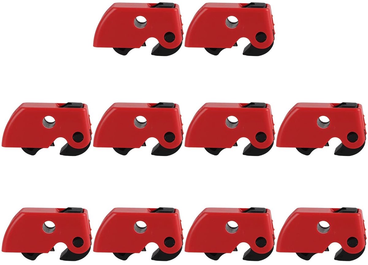 Dailygoody - Hangslot - Veiligheidsslot - Betrouwbaar en veilig - Rood - Miniatuur aardlekschakelaar - Set van 10 - Geschikt voor gebruik - Verpa