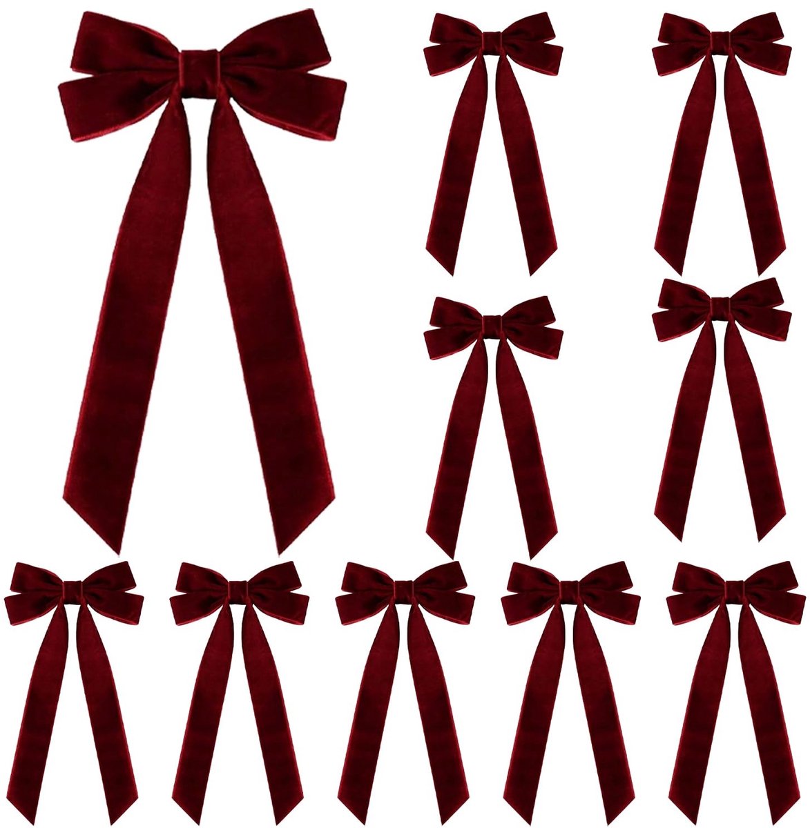 Dailygoody - Kerststrikken - Rood fluweel - Luxe decoratie - Groot formaat - Perfect voor kerstversiering - 25 stuks - Ideaal voor feestelijke gelegen...