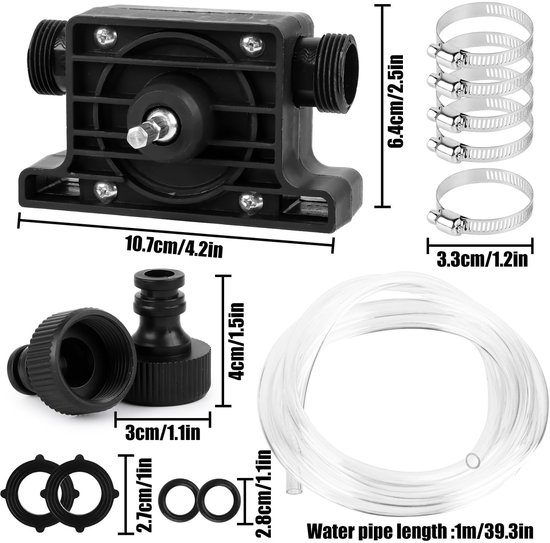 Allecto - Mini-elektrische boormachinepomp - Waterpomp - Kunststof behuizing - Zwart - Vloeistofpomp - Geschikt voor tuinbak en regenvat van Merkloos — afbeelding 3