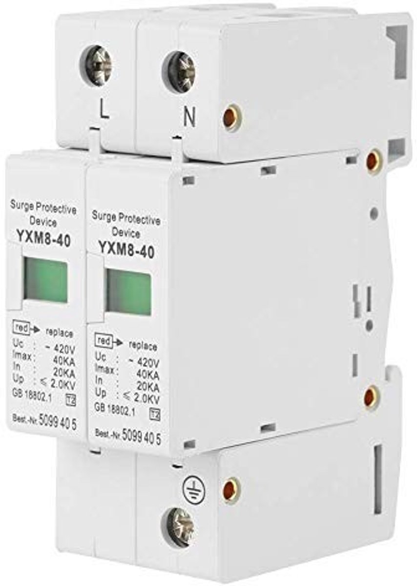 Dailygoody - 2P 40KA Surge Protector - Bliksembeveiliging 220V voor Thuisgebruik